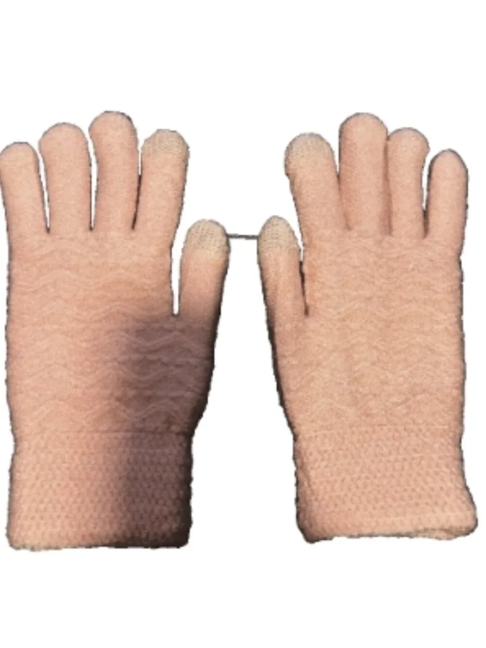 Womens Pink Knit Touchscreen Winter Gloves Textured Cable Stitch